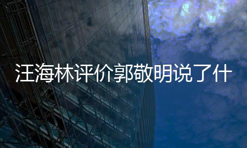 汪海 汪林评么回怼郭价郭敬明敬明说了什么是怎事海林